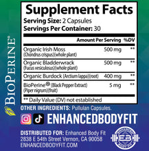 Load image into Gallery viewer, Sea Moss Capsules - Irish Sea Moss Plus Bladderwrack & Burdock Root